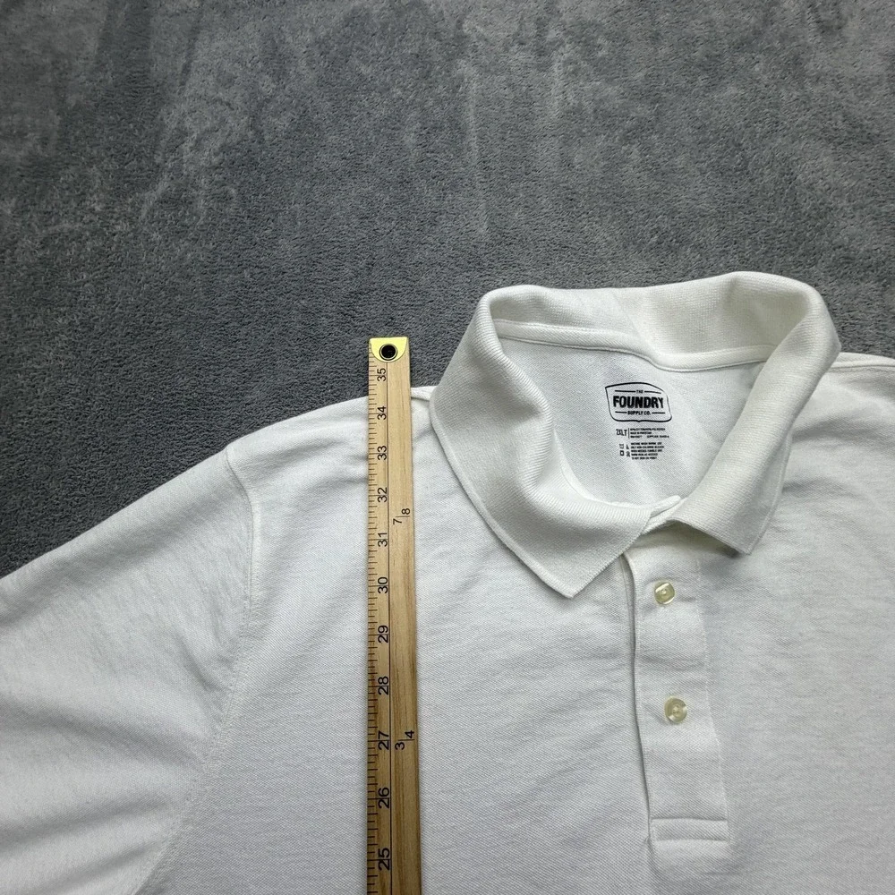 The Foundry Supply Co. Polo Shirt Mens 2XLT White Knit Tagless Casual Big & Tall